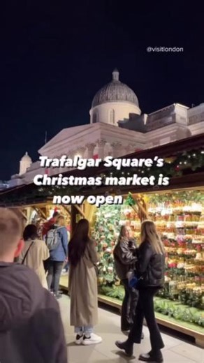 2.2M views · 22K reactions | The Christmas market on London’s famous Trafalgar Square is now open. Trafalgar Square’s Christmas market is nestled against the iconic backdrop of the National Gallery. One of London’s many magical winter markets, explore over 30 stalls filled with delicious seasonal food and Christmas gift ides; it’s a wonder place to begin your festive shopping in London. Trafalgar Square #LetsDoLondon #VisitLondon | Visit London | Facebook
