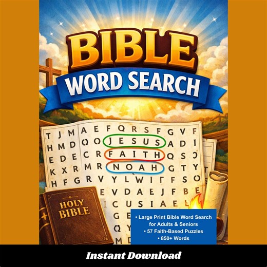 Large Print Bible Word Search Printable - 850  Words with Answer Keys | PDF