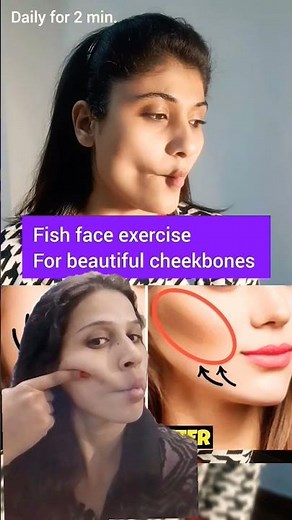 Fish Face exercise for beautiful cheekbones #faceyoga #skincare #trending