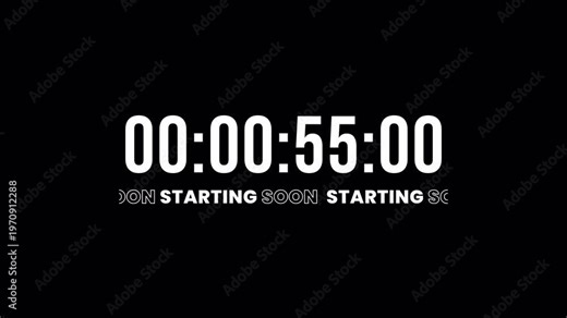 Starting Soon Countdown Timer with 60 Second Digital Clock for Live Stream and Video Intro 4k video animation seamless loop