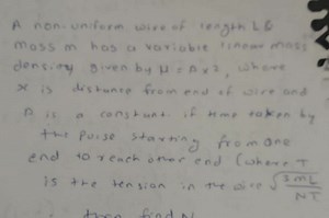 A non- uniform wire of length L. B mass m has a variable linear... | Filo