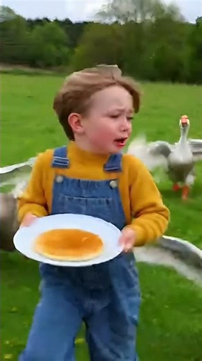 Funny Chase: Child Running From Goose-Like Birds! 🦆😂