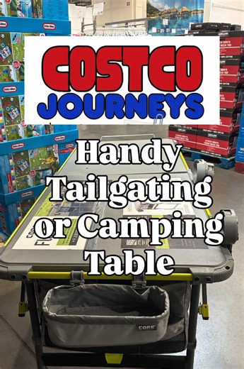 CORE Flexrail 5’ Table - The CORE FlexRail Table is a versatile outdoor prep and cook station designed for camping, tailgating, and backyard gatherings. It features a durable weather-resistant surface, rust-resistant steel frame, adjustable height settings, and handy accessories like cup holders, hooks, a utility basket, paper towel holder, and built-in bottle opener for easy outdoor entertaining. Item # 1872208- $139.99 #costco #tailgatingtable #camping gear @Core Equipment