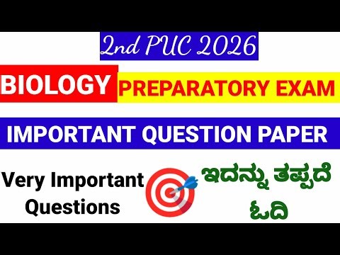 2nd PUC Biology Preparatory Exam Question Paper with Answers 2026 Important Questions