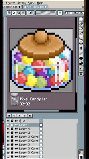 Pixel candy jar #art #pixelart #gamedev #gameart #art #timelapse #tutorial #shorts #aseprite