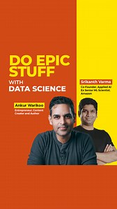 1.3K views · 20 reactions | Learn the whats, whys, and hows of Data Science as a career, in an epic way! Join Ankur Warikoo, Entrepreneur, Content Creator, and Author, in conversation with Srikanth Varma, Co-Founder, Applied AI and Ex Sr. ML Scientist, at Amazon. Do Epic Stuff With Data Science, next Wednesday, 16th Nov at 7PM. Check out our comment section for the registration #link. #SCALER #DataScience | SCALER | Facebook