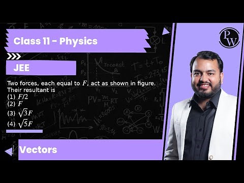 Two forces, each equal to F, act as shown in figure. Their resultant is\n(1) F / 2\n(2) F\n(3) √(3) ...