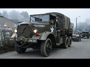 Convoy of nice sounding WW2 US trucks (Mack, GMC, Half Track,...)
