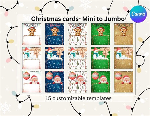 Editable Christmas Card Templates • Canva Mini to Jumbo (digital Download) - Etsy