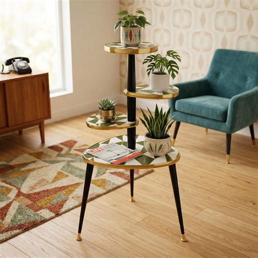 Mid-century Style Plant Stand | Retro Etagere | Royalexe High Pressure Laminate | Indoor Home Decor - Etsy
