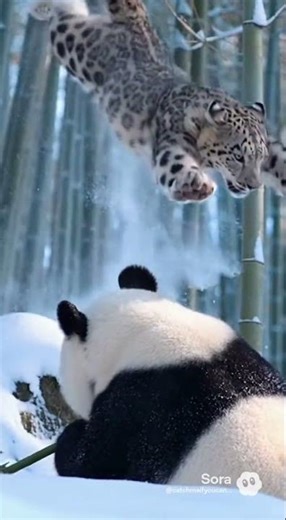 Snow Leopard Attacks… But the Panda’s Dodge Is INSANE 😱🐼❄️