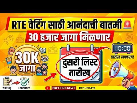 RTE वेटिंग साठी आनंदाची बातमी🚨🔥 RTE Admission 2026 ✅ RTE Admission 2026-27 Maharashtra date