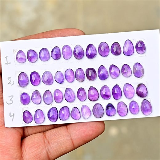 Amethyst Rose Cut Cabochon: Natural Freeform Flatback Loose Gemstones for Jewelry Making - Etsy