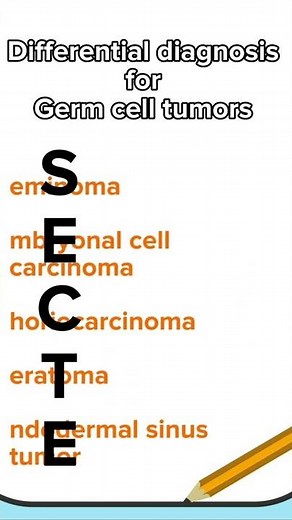 Differential diagnosis for germ cell tumors | embryonal | seminoma | teratoma | pathology mnemonic