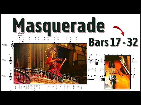Lindsey Stirling - Masquerade - violin tutorial easy (Bars 17 - 32) - (a tempo)