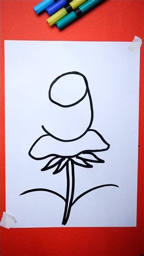 9 = How to draw Rose step by step by marker #art #shorts