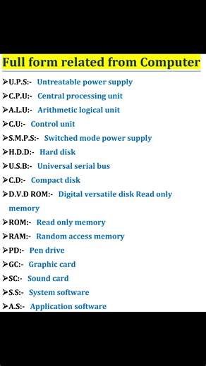 2.2K views · 15 reactions | Computer related Full Form #Full #Fórm #Cómpúter | NECI Computer Institute | Facebook