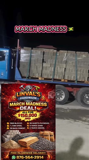 Building a house? Starting a project? Or overseas but still taking care of home? 🇯🇲✈️ Linval’s Hardware has you covered! 🧱🔥 Our March Madness bundle gives you everything you need in one easy package — no running around, no stress. And yes, if you’re overseas, we can deliver straight to your yard back home. 🚚🏡 One price. Big value. Free islandwide delivery. Tap in before it’s gone! #fyp #viralvideo #foryoupage