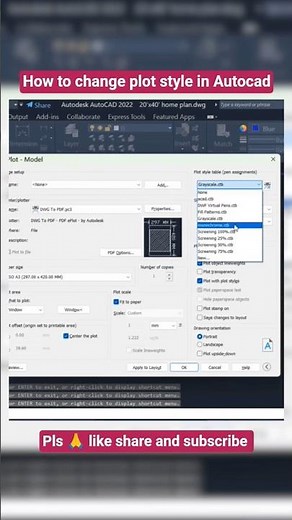 How to change plot style in autocad #grayscale #acad #monochrome #autocad
