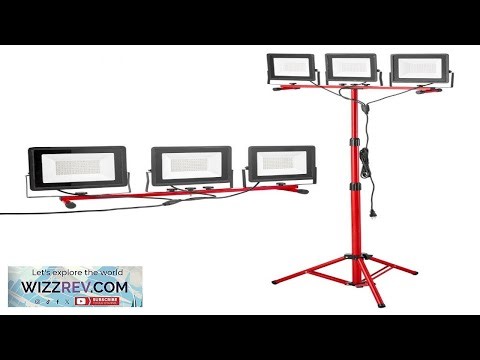 VEVOR LED Work Light with Stand 15000 Lumens Three Head Portable Camping Light