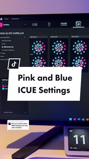 Corsair RGB Gaming PC Setup: Pink and Blue ICUE Settings