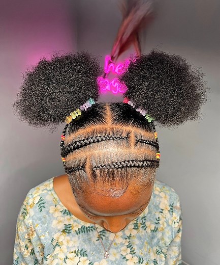 7.2K views · 138 reactions | Braided Afro puff natural hair ✨. #naturalhair #4chair #backtoschool | Beauty Goddess YT | Facebook
