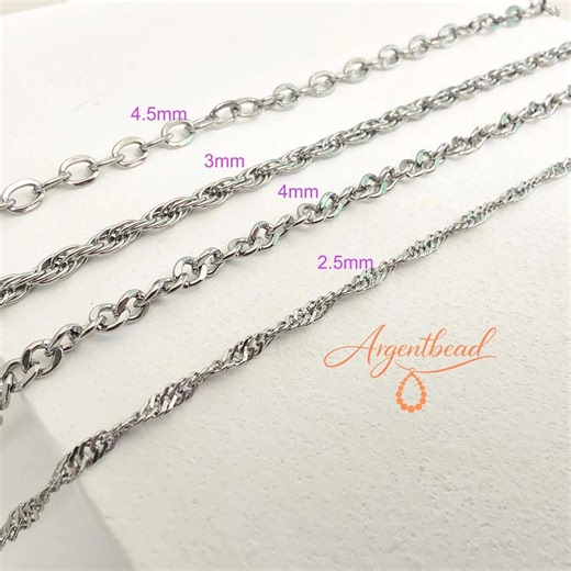 Silver Stainless Steel Flat Curb Chains, 4 Styles Unfinished Tarnish-free for Permanent Jewelry Supplies 2 Meters - Etsy