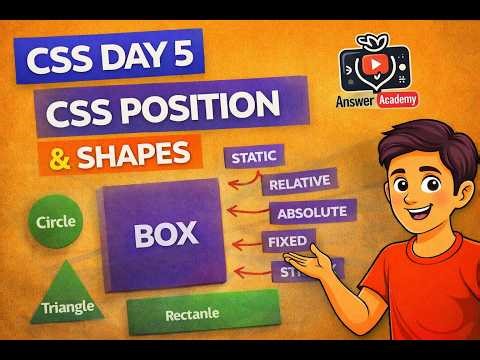 CSS Day 5 | Position (Static, Relative, Absolute, Fixed, Sticky) + CSS Shapes | Beginners