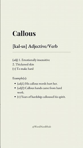 Callous Meaning • Daily English Word