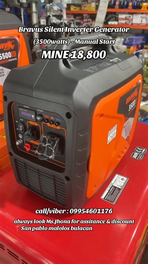 Mine 18,800‼️Mine 18,800 ‼️Bravus Silent Inverter Generator 🔥 3500watts ✅manual start - Direct message our page or call 09954601176 for faster transaction #ToolsDepot #BODEGASALE #LowestPriceGuaranteed #generator | TOOLS DEPOT