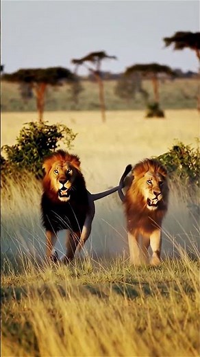 🔥 EPIC Lion Fight! Two Male Lions Battle in African Savanna 🦁