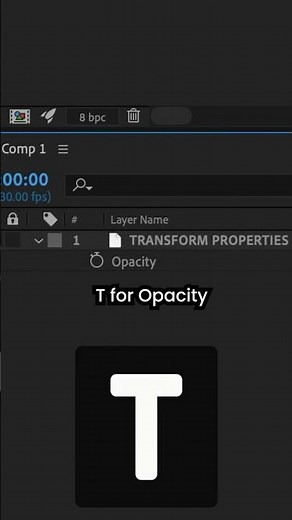 After Effects: Transform Properties Keyboard Shortcuts