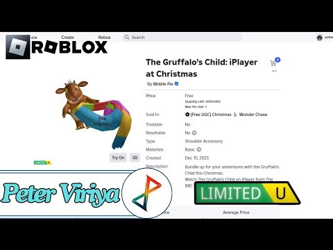CARA MENDAPATKAN ITEM FREE UGC LIMITED The Gruffalo’s Child: iPlayer at Christmas Roblox