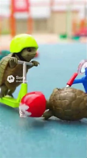 🐢🏁 Tiny Turtle Scooter Race! Cute & Funny Kids Animal Video | 4K