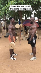 Standing front press improves your upper pectorals and anterior deltoids #workout #bodybuilding #bodybuilder #fitnessmotivation #fitness | Andre Eyo