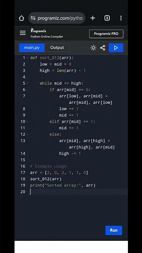 Sort an Array of 0s, 1s, and 2s Without Using Sort Function | Dutch National Flag Algorithm