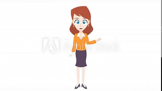 beautiful cartoon girl talking and explaining background and 2d animation, Cartoon character, cute lady, teacher talking, expressions, Education, women giving message, green screen