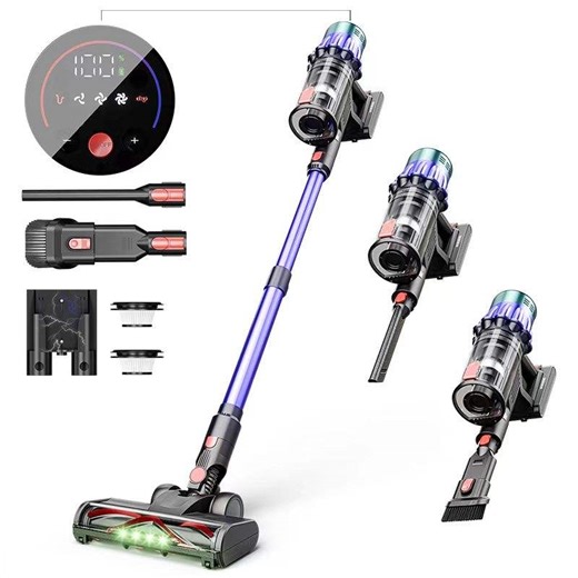 650W 40KPA Cyclone Cordless Upright Vacuum Cleaner HEPA Filter Dual Handheld Anti-Tangle Brush Lightweight for Household Use