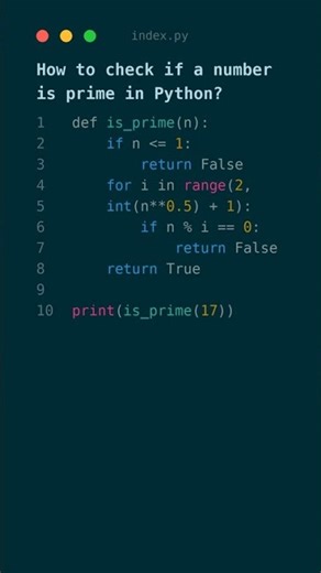 Prime Number Check in Python — Fast Method! #shorts #python