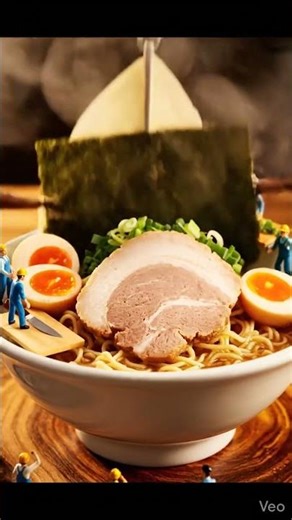 Mini Workers Making a Ramen Bowl #aifood #foodart #satisfying #aiart#aifoodvideos #food #tinyworkers