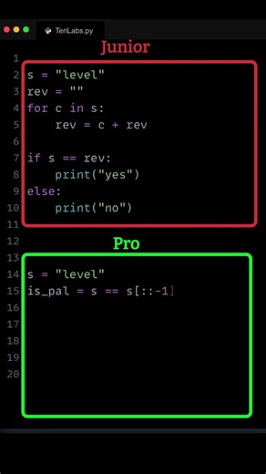 How a Junior & Senior will solve: Python Palindrome problem