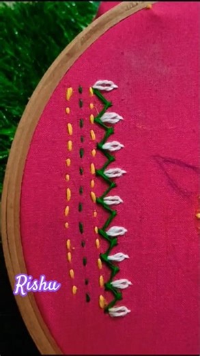 so elegant threads embroidery border line design 🪡😍 #threadart #handbroidery #sewingpattern #design