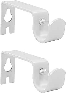 Kowibcl Curtain Bracket, 2 Pcs Holders, Fixed Brackets for 1/2 or 5/8 inch Rods, White