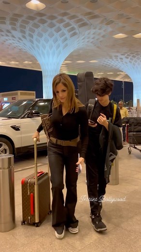 Instant Bollywood on Instagram: "Sussanne Khan with her Kids at the Airport Today . #susanekhan #instantbollywood #nr"