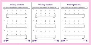 Year 5 Ordering Fractions Worksheet