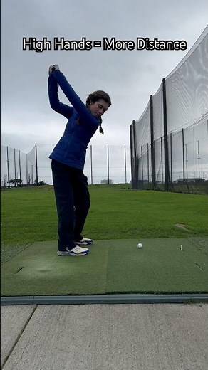 High hands in backswing can help create more speed and hit it farther. Full shoulders w/ high hands