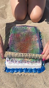 The perfect cake for beach days! Allie uses her lace swimsuit cover up to decorate a store bought cake. | Whisk Takers