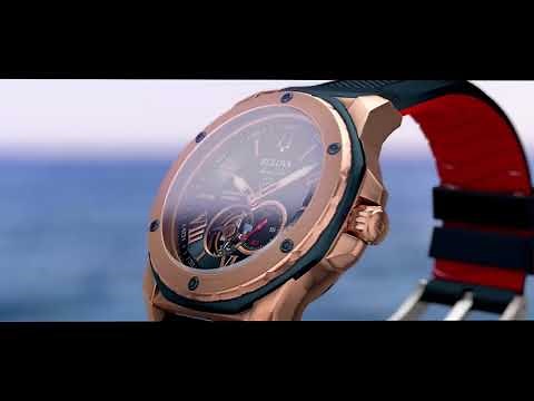 Bulova Watches for Men | Series A - Marine Star | Rose-Gold Case with Blue Dial and Strap