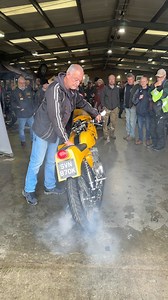 1972 Suzuki T500 custom build (492cc parallel twin cylinder engine). Owner of the bike in shot is Chris Williams. This bike is a replica of a 1970s Suzuki T250 Chris owned when he was a teenager. Colour of the bike is AA and JCB yellow, or so Chris's bike painter told him. Location is the Ardingly Classic Motorcycle Show & BikeJumble, Ardingly Showground, West Sussex, UK. Thanks to Julie Diplock and the team at Elk Promotions for having us along there on the day - Elk Proms Video by Alex Rolling