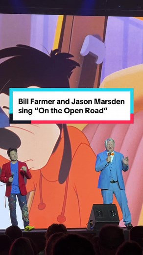 Original voices Bill Farmer aka Goofy and Jason Marsden sing “On the Open Road” from A Goofy Movie . #goofymovie #goofymovie #destinationd23 #goofy #disney @Disney D23